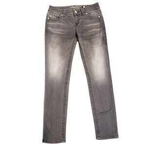 Miss Me 'mid-rise skinny' women 27x29 measured Gray wash Logo denim jeans